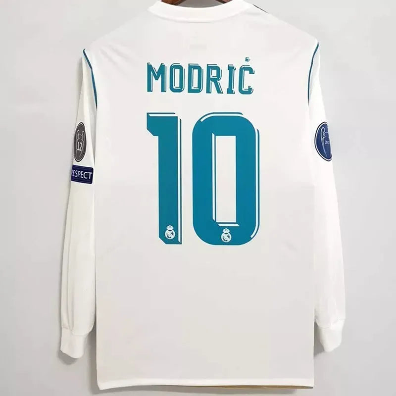 Real Madrid 2017-2018 Retro Home Long Sleeve Jersey