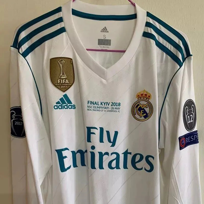 Real Madrid 2017-2018 Retro Home Long Sleeve Jersey