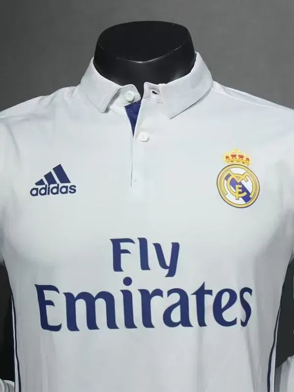 Real Madrid 2016-2017 Retro Home Player Version Long Sleeve Jersey