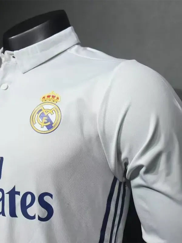 Real Madrid 2016-2017 Retro Home Player Version Long Sleeve Jersey