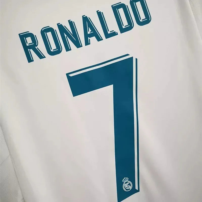 Real Madrid 2017-2018 Retro Home Long Sleeve Jersey
