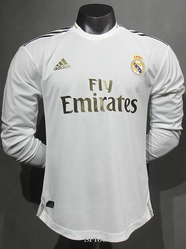 Real Madrid 2019-2020 Retro Home Player Version Long Sleeve Jersey